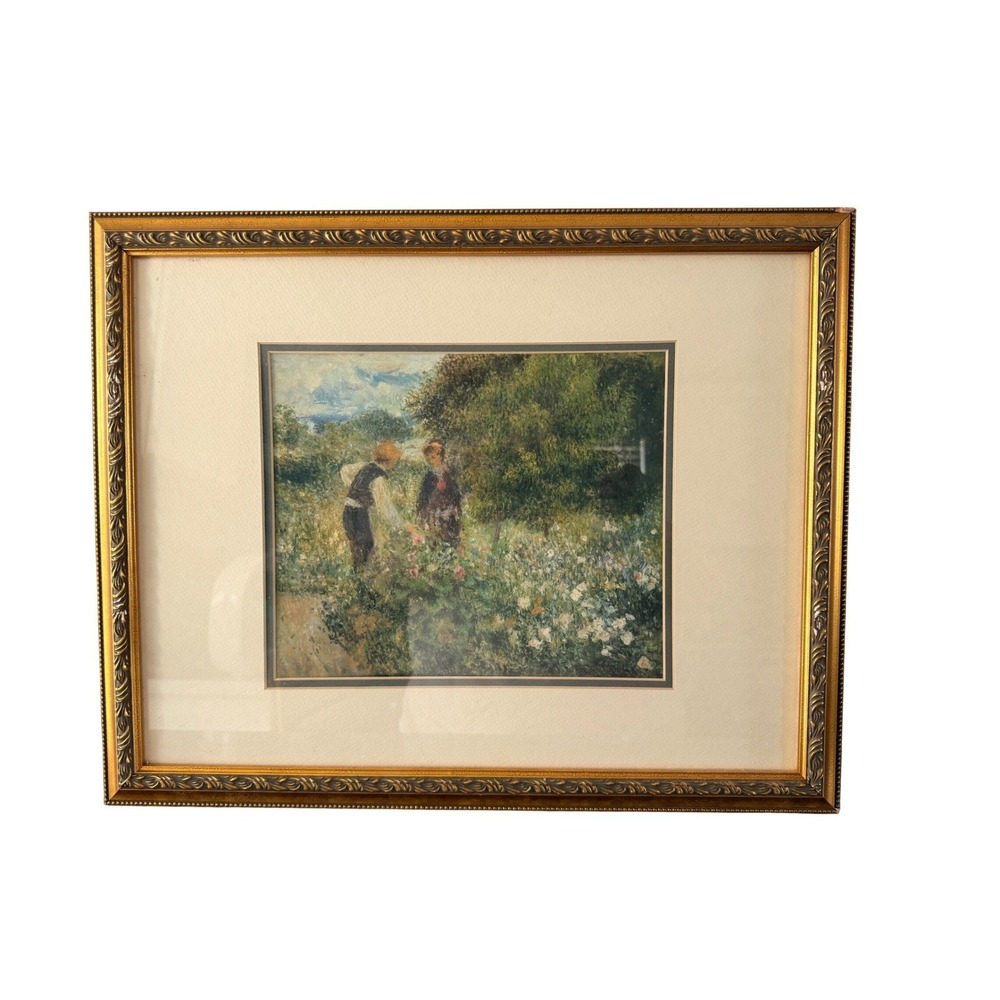 Picking Flowers by the impressionist Vintage by Pierre-Auguste Renoir,  1875